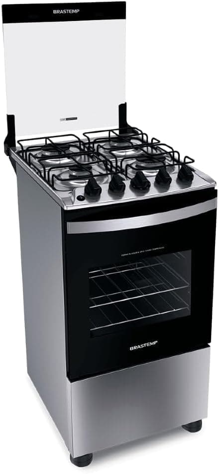 Fogão Brastemp 4 Bocas Inox com Duas Prateleiras